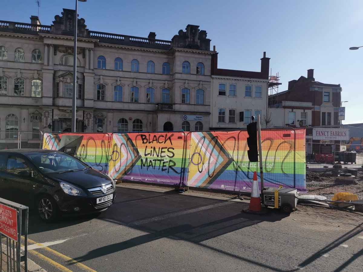 The pride mesh I championed at work for #BirminghamPride and Pride Month has been defaced overnight. 

We’ve been doing something similar at work for years and this is the only year it’s been destroyed.

You can’t link A to B, but Fox’s public hate has public consequences.