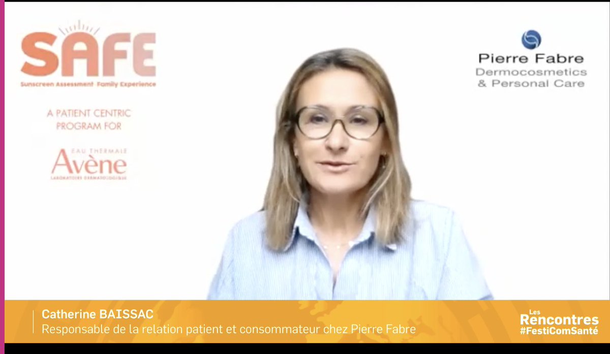 ☀️Rencontres #FestiComSanté X @PierreFabre
✔️Catherine Baissac – Responsable de la relation #patient et consommateur  – DermoCosmetics et Personal Care @pierrefabre