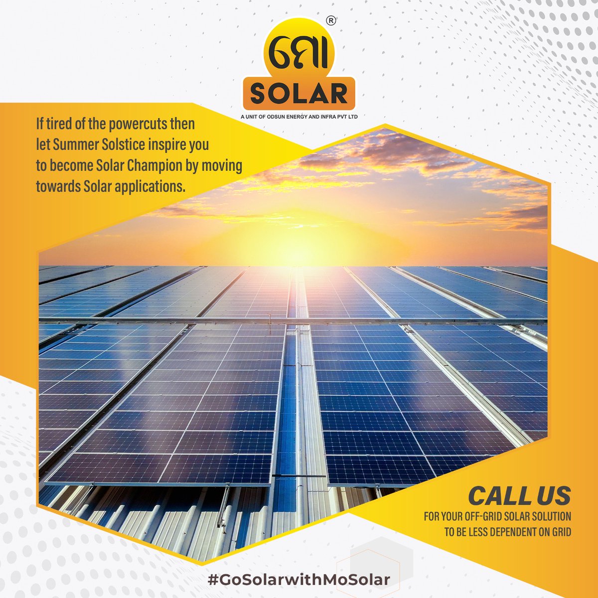 solar_mo's tweet photo. If Powercuts are frequent, chose Solar System on this #SummerSolstice when Sun shines the most, to reduce your dependence on grid power. #GoSolarWithMoSolar https://t.co/iqniajGtEz