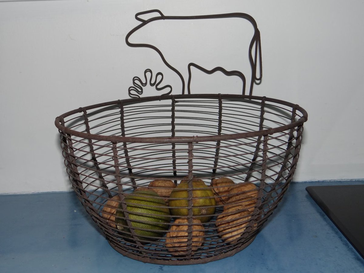 French rusty wire basket  with carved iron animal, fancy decorative cage,  kitchen, vintage France @SympathyRTs @BlazedRTs @Retweelgend  @sme_rt @OnlyGreatsPics  #vintageculture  #vintage4sale #vintage #womaninbizhour #wiseshopper elementsdeco.etsy.com etsy.me/46i33tY