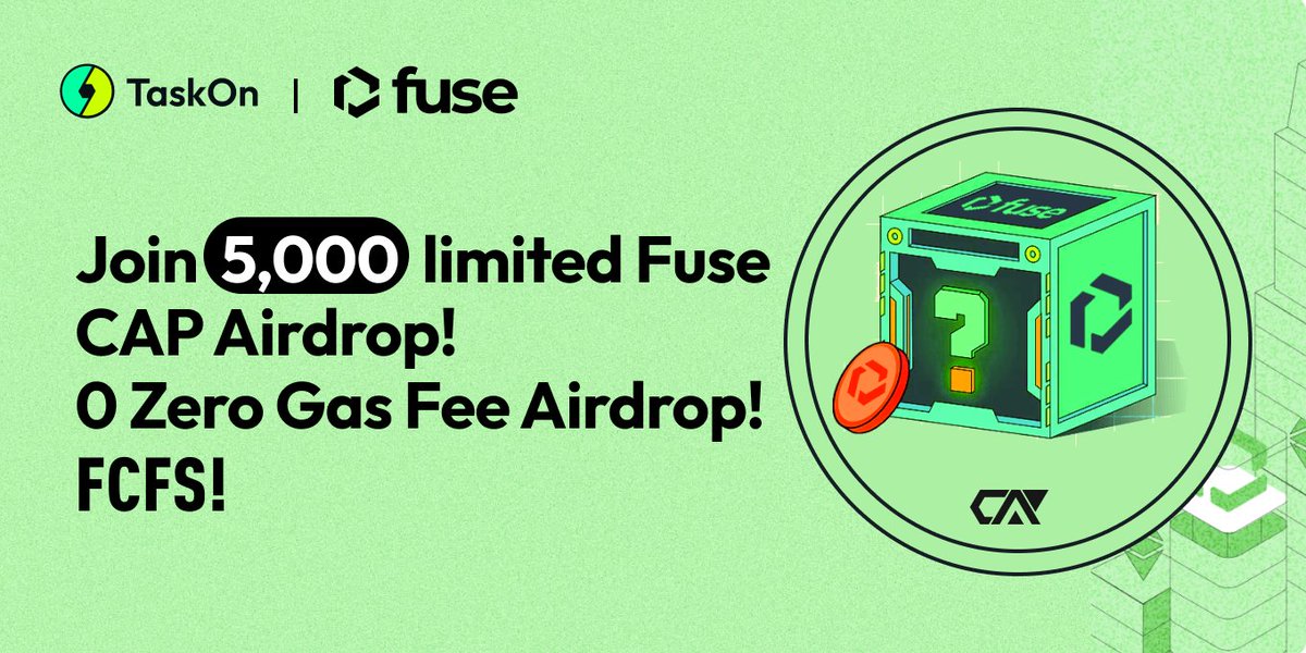 🎉 We're thrilled to announce our collaboration with @taskonxyz!

To celebrate, we're launching our first campaign with a special #Giveaway

🎁 5,000 Limited Fuse #CAPs #FCFS 
⏰ Jun 21st 11:00 to Jun 27th 11:00 (UTC)

Complete tasks to participate 👉  taskon.xyz/campaign/detai…