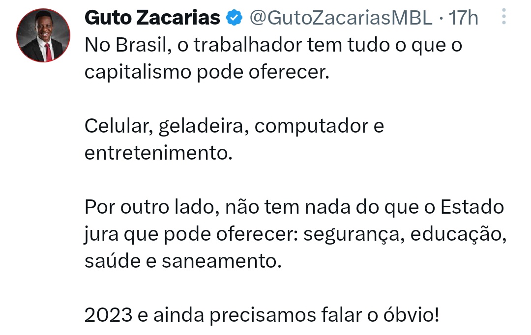 No Brasil o trabalhador tem tudo o que o capitalismo pode oferecer.

Fome, miséria, baixos salários, desemprego e doenças psicológicas.

2023 e ainda precisamos falar o óbvio!