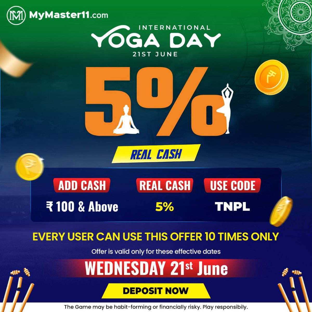 CricDhan's tweet photo. Surprise Surprise Surprise

International Yoga day par My Master11 ke users ke liye bada Surprise

to baniye wise aur kariye is mauke ko utilize

5% real cash on Depsoit

bola tha na apko

Koi Jhuthe vaade nahi😊

Sirf Fantastic offers for Fantasy users🎊

Download Now👇👇
https://t.co/OJVAo9EPBT

Refer Code 👉 CRICDHAN (if Asked)