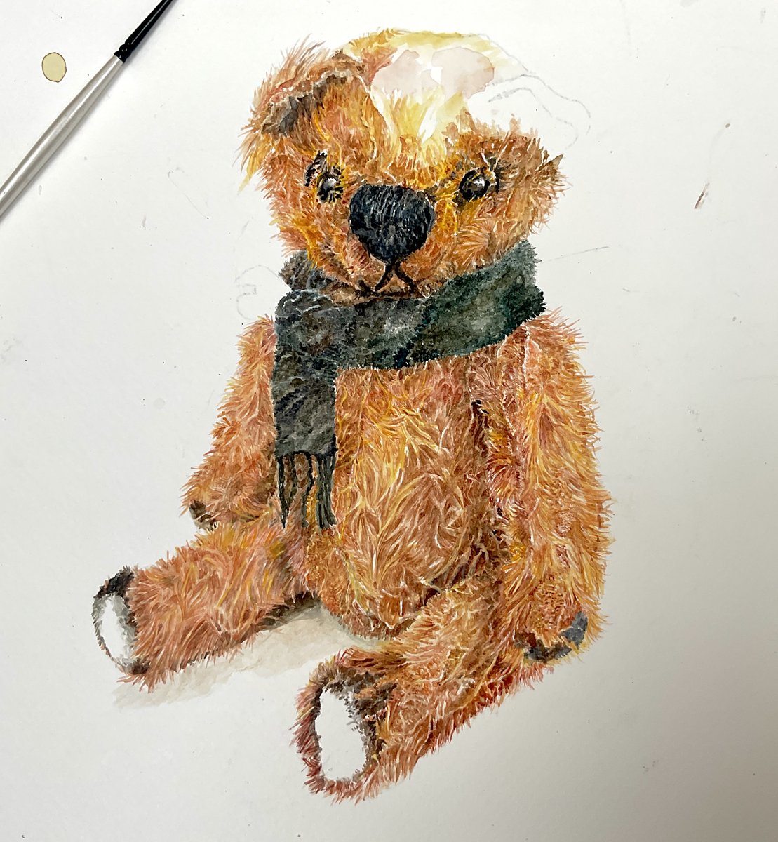Getting close to finishing now.
A break for a cuppa and then plough on.
#MHHSBD #teddy #painting #watercolour <a href="/oldfollybears/">The Old Folly Bears by Amanda Jayne 🧸🧵🪡</a>