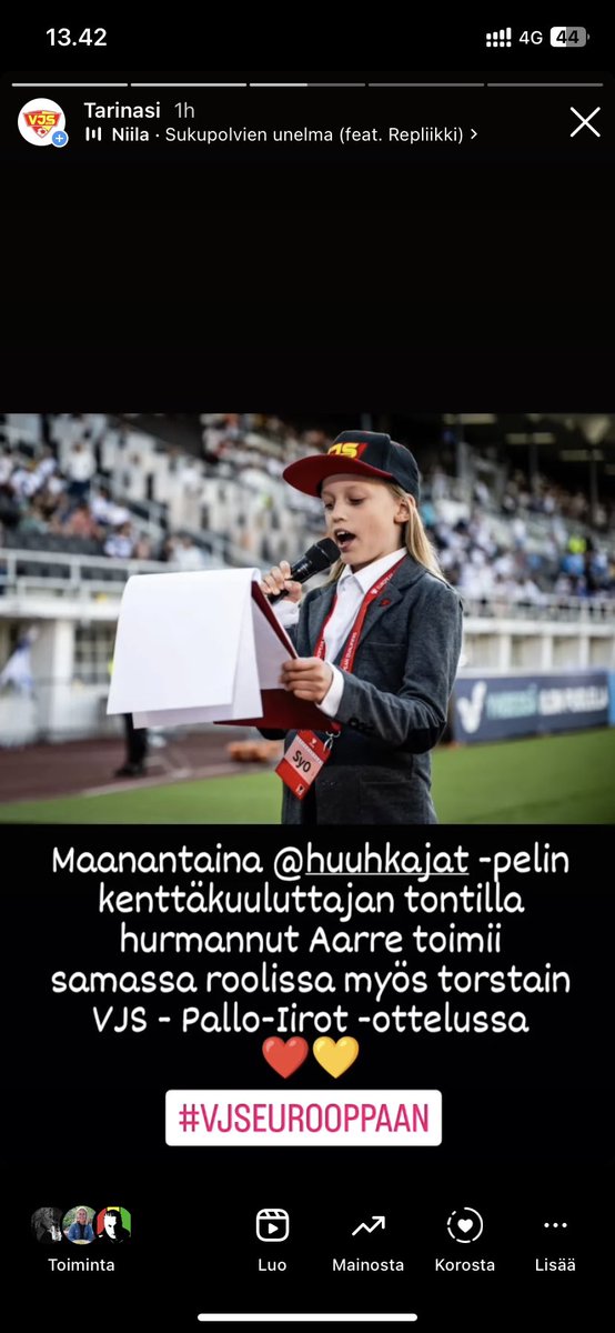 OFFICIAL:

Maanantaina Olympiastadionin <a href="/Huuhkajat/">Huuhkajat</a> voitossa hurmannut Aarre on mukana huomisessa <a href="/SuomenCup/">Jalkapallon Suomen Cup</a> ottelussa kenttäkuuluttajana 🔥

<a href="/VJSry/">VJS ry</a> 🆚 <a href="/PalloIirot/">Pallo-Iirot</a> 19.00 Myyrmäessä 22.6. 👌

📸 Riku Laukkanen 

<a href="/VantaanKaupunki/">Vantaan kaupunki</a> 

#jalkapalloyhteisösinulle #länsivantaanylpeys
