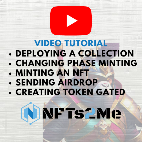 NFTs2Me's tweet photo. 🎥 Check out latest video to see NFTs2Me in action:

🔹 Deploying an NFT Collection
🔹 Changing Phase to 'Open'
🔹 Minting an NFT
🔹 Sending #Airdrop
🔹 Token Gated content

💻 Check out the tutorial here: 
https://t.co/aY2b6Whhxm

#NFTs #Blockchain #AirdropCrypto 💎💥