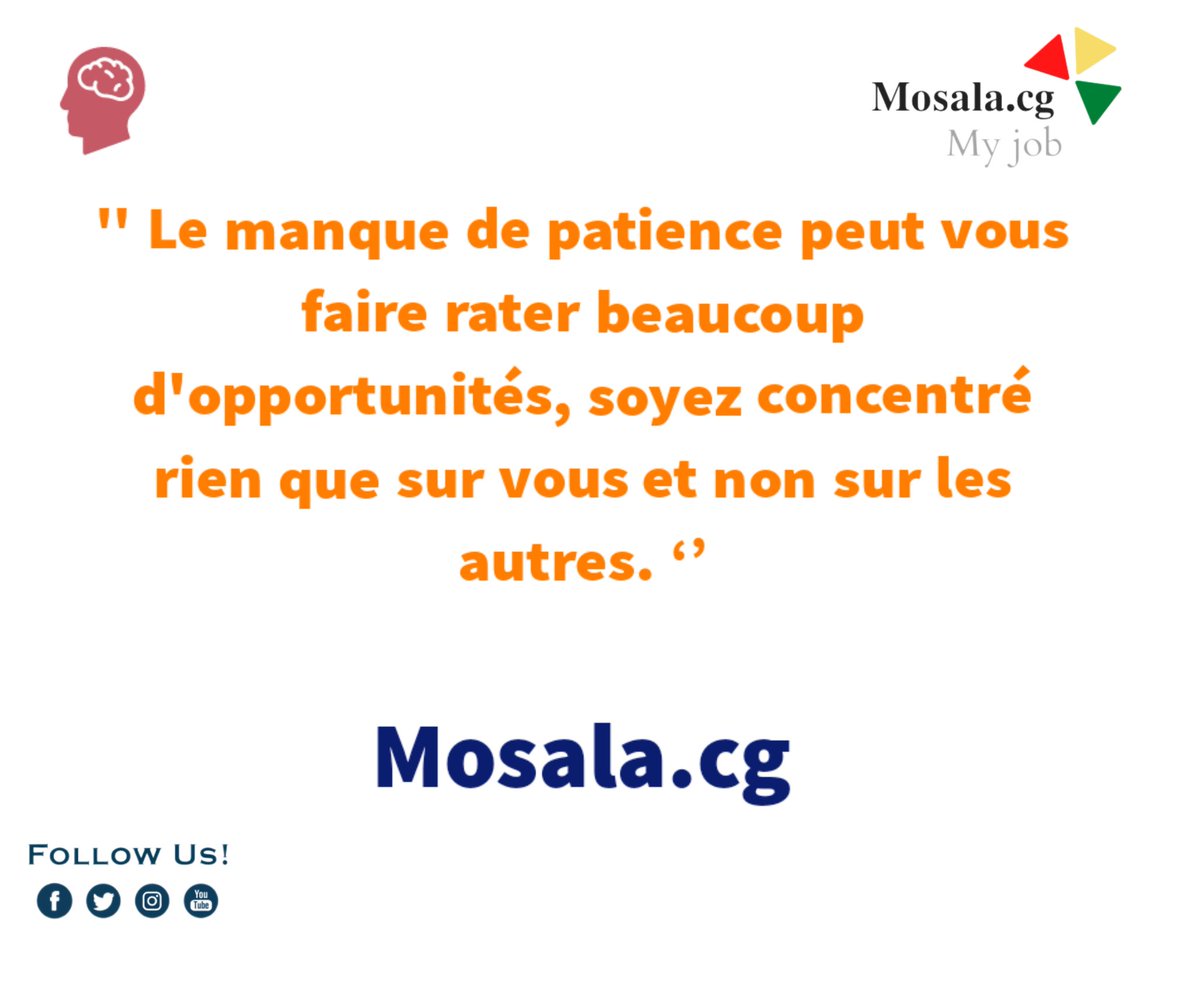 MosalaCg's tweet photo. 📍Chaque personne à son jour de gagner, même si ça a duré 20 ans de recherche, ne vous arrêtez pas, continue à chercher votre témoignage donnera des leçons à d'autres personnes.

#mosalaChezVous #Emploi  #congobrazzaville https://t.co/JgbLvI5Bhq