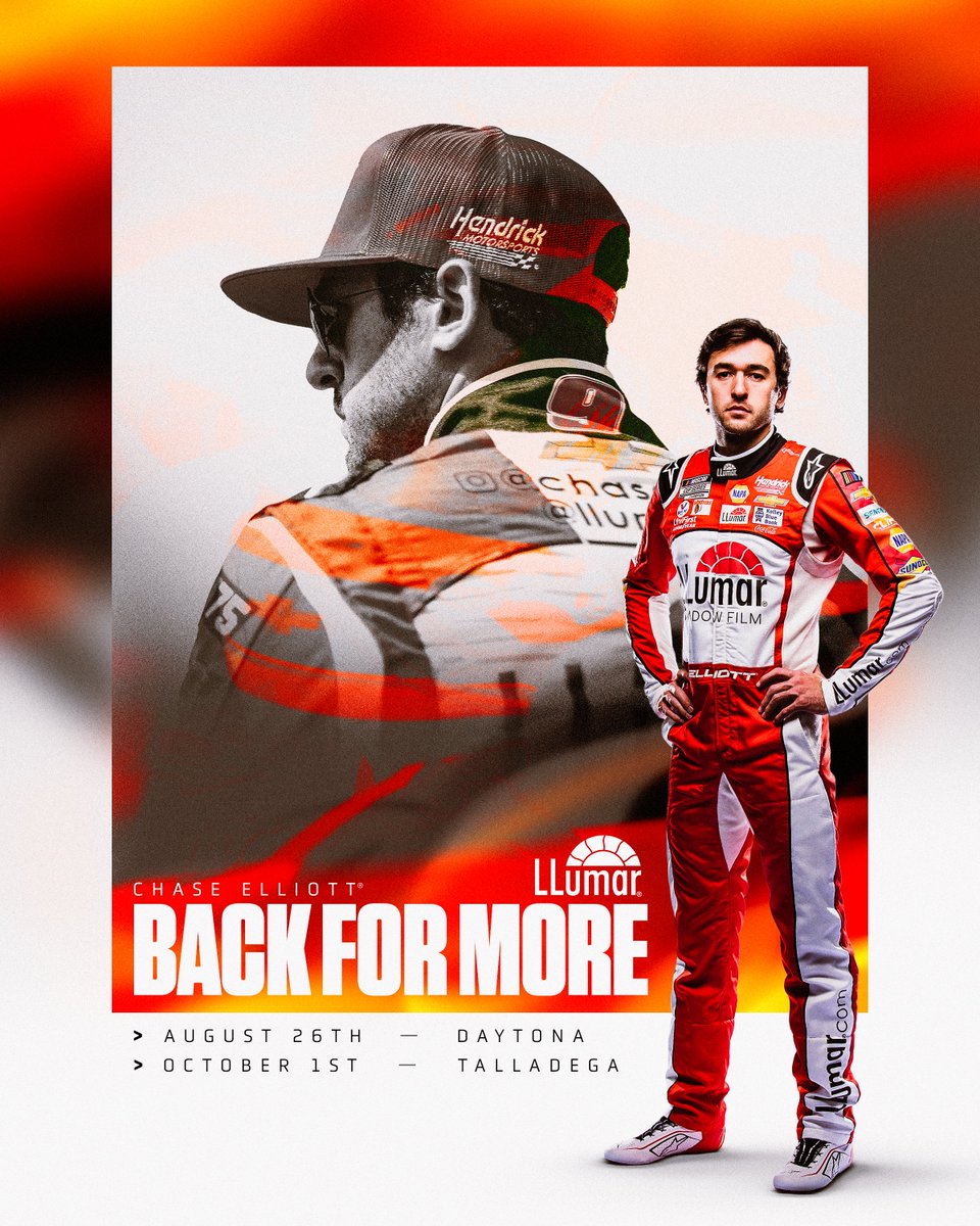 NEWS: @llumarfilms extends its sponsorship for three more seasons with @chaseelliott and @Hendrick9Team PLUS adds two more races in 2023.

Read more here: bit.ly/3CF6BbV