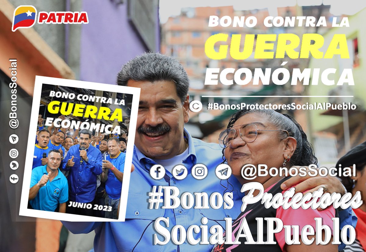 🚨 #AHORA: Inicia la entrega del #BonoContraLaGuerraEconómica (junio 2023) para los pensionados del IVSS y AmorMayor a través del Sistema <a href="/CarnetDLaPatria/">Carnet de la patria</a> enviado por nuestro Pdte. <a href="/NicolasMaduro/">Nicolás Maduro</a>

📌 Monto en Bs. 540,00

<a href="/BonosSocial/">Bonos Protectores Social Al Pueblo</a>
#PatriaProductiva