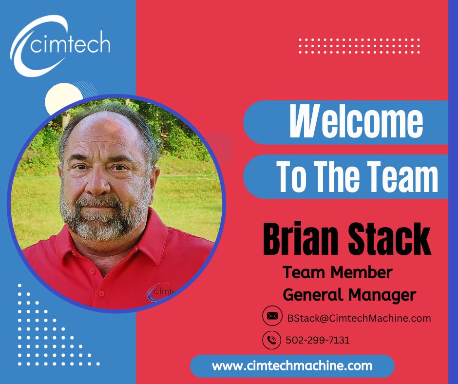 The Cimtech Dream Team is excited to welcome aboard our newest teammate, Brian Stack, as General Manager.  

Cimtech Inc. has been a manufacturer to manufacturers since 1975 and continues to enhance its capabilities, capacity and partnership approach.  #dreamteam #cimtechstrong