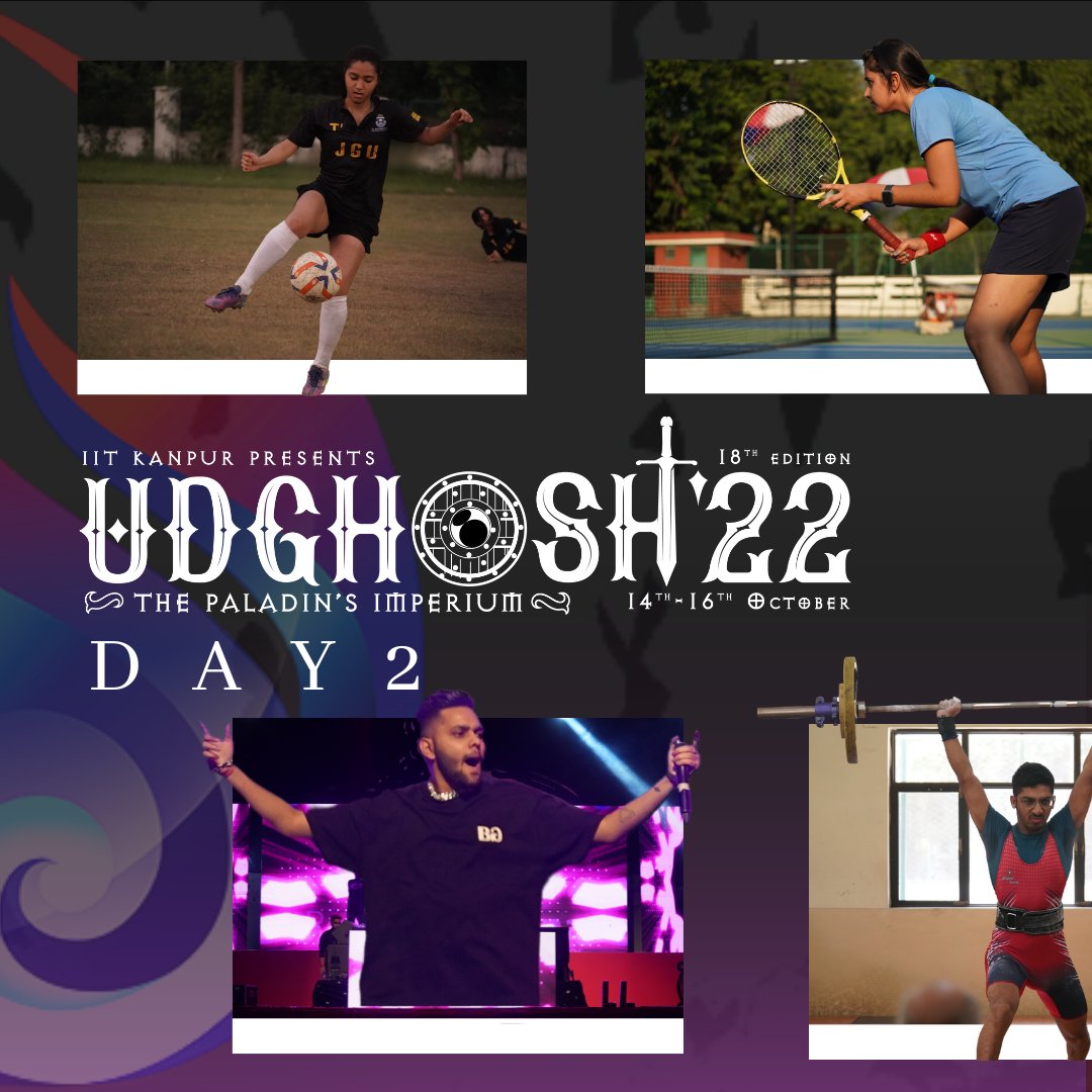 udghoshiitk23's tweet photo. Day 2 Highlights of Udghosh'22: The Paladin's Imperium💫

From the deafening cheers of victory to the spectacular EDM night where DJ Ravator took the stage by storm making it an unforgettable experience for all of us. 

Cheers to the Unstoppable Spirit of Udghosh'22! 🏆✨ https://t.co/EzBapGsWgF
