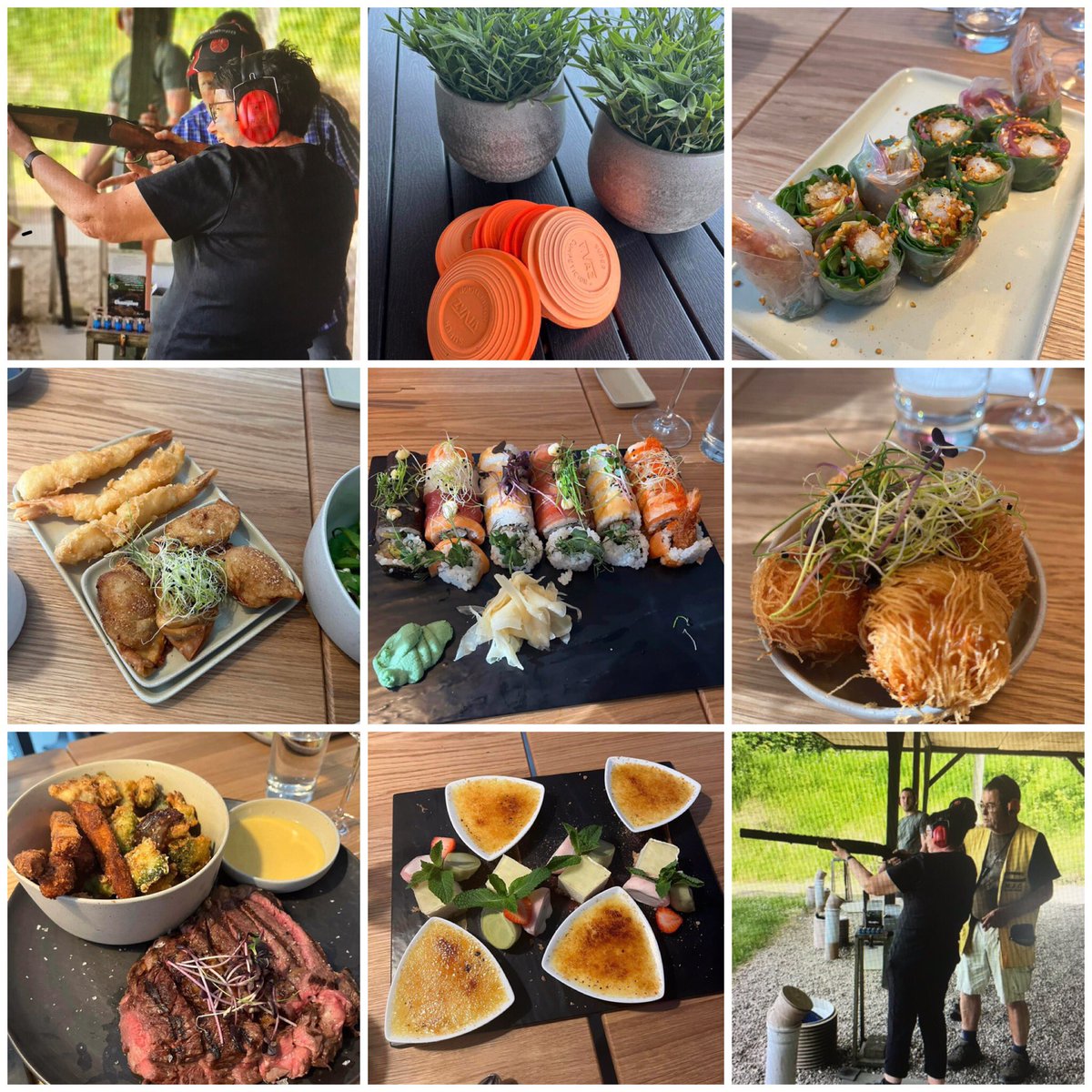 Forgot to post pics from our Summerparty at work Friday last week 🔫🍱🍤🍷🥃🍸🍾 First clay pigeon shooting and next we ate at a very expensive Japanese restaurant ❤️ We had Lots of fun 💖