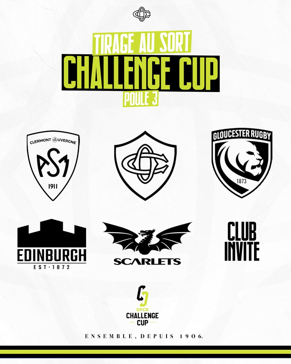 Castres Olympique (@castresrugby) on Twitter photo Voici notre 𝗽𝗼𝘂𝗹𝗲 𝟯 de l'édition 23/24 de <a href="/ChallengeCup_/">EPCR Challenge Cup</a> !
🏴 <a href="/EdinburghRugby/">Edinburgh Rugby</a>
🏴 <a href="/gloucesterrugby/">Gloucester Rugby 🍒</a>
🏴 <a href="/scarlets_rugby/">Scarlets Rugby</a>
❓ Club Invité
🇫🇷 ASM Clermont
Les nouveautés 📷 bitly.ws/Jbaa
#TeamCO #ChallengeCupRugby Voici notre 𝗽𝗼𝘂𝗹𝗲 𝟯 de l'édition 23/24 de <a href="/ChallengeCup_/">EPCR Challenge Cup</a> !
🏴 <a href="/EdinburghRugby/">Edinburgh Rugby</a>
🏴 <a href="/gloucesterrugby/">Gloucester Rugby 🍒</a>
🏴 <a href="/scarlets_rugby/">Scarlets Rugby</a>
❓ Club Invité
🇫🇷 ASM Clermont
Les nouveautés 📷 bitly.ws/Jbaa
#TeamCO #ChallengeCupRugby