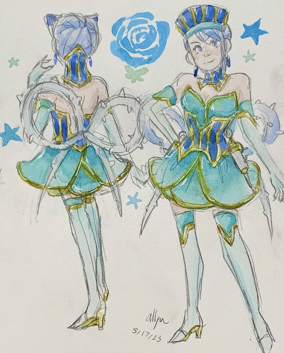 ALonelyStrawb's tweet photo. A Blue Rose redesign! Just wanted to make her outfit cuter and more age appropriate. #tigerandbunny #karinalyle #bluerose https://t.co/OCnK6UJ9pU