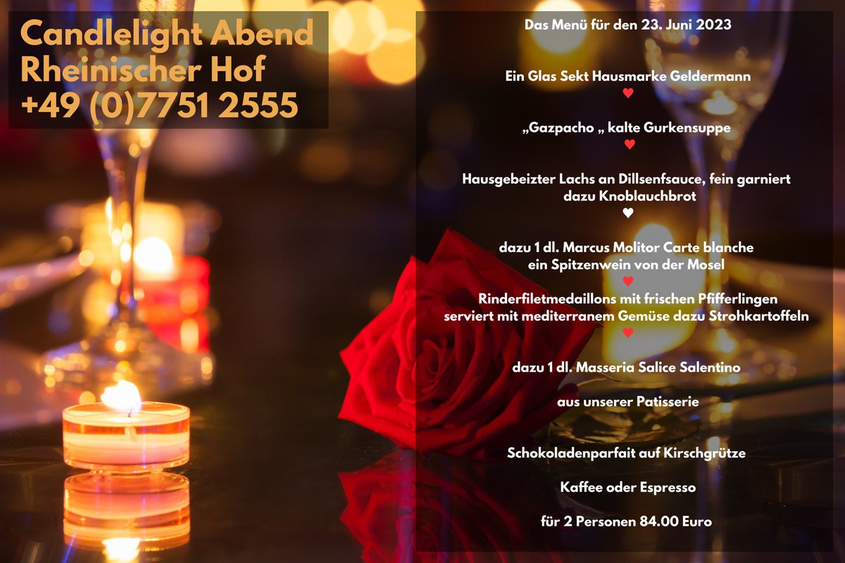 RHWaldshut's tweet photo. Schon einen Tisch für Freitag reserviert? Wir freuen uns.

#rheinischerhofwaldshut #waldshut #werbeundfoerderungskreiswt #restaurant #germany #waldshuttiengen #schweiz #schwarzwald #rhein  #restaurant #food  #gourmet  #dinner #gastronomie #candlelightabend https://t.co/a9sEysMxC1