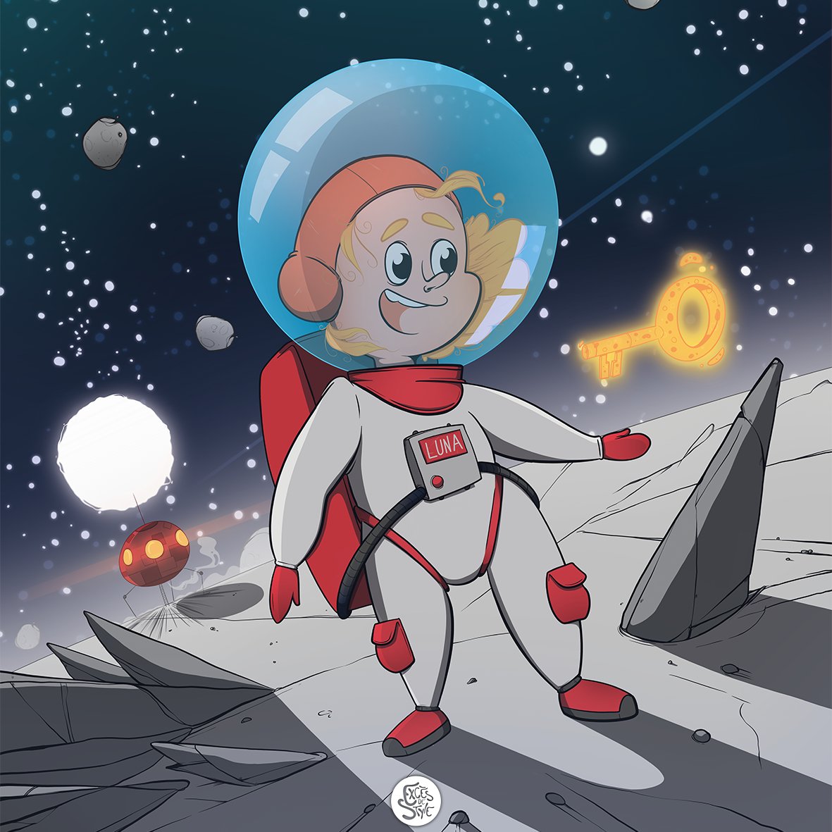 excesdestyle's tweet photo. Histoire 1 : Luna et le mystère de la Lune

C'est l'aventure d'une jeune fille , Luna, qui part à la recherche de son père disparu sur la lune. Aidé par l'éclaireur d'étoiles et d'un Blob nommé, Pop-Corn.

Ecole  Guy Môquet (Garchizy),

#excesdestyle #illustration #MondeCéleste https://t.co/ghN1KIPuhd