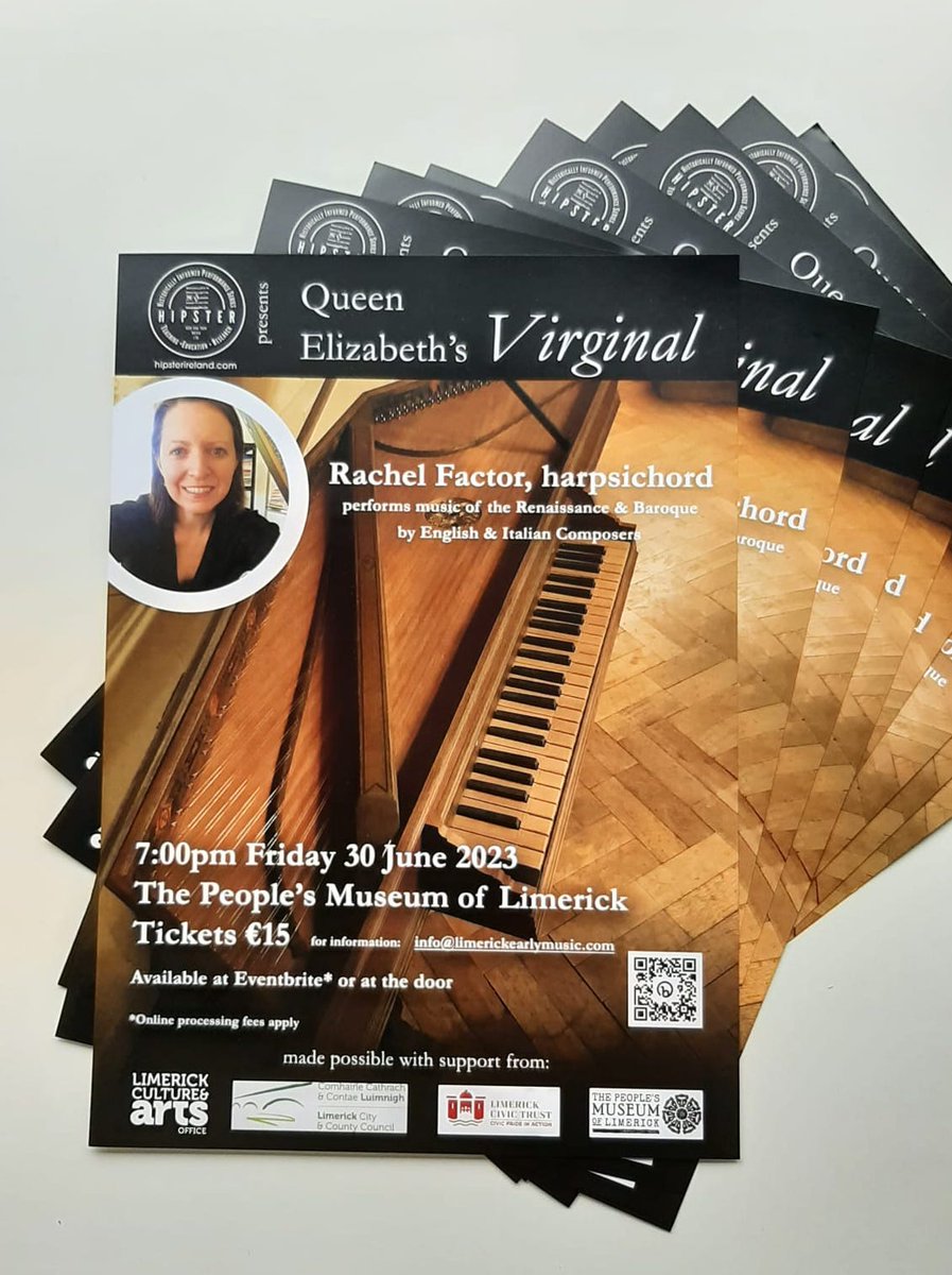 HIPSTER Ireland - Limerick Early Music - NATM (@hipsterireland) on Twitter photo Queen Elizabeth's Virginal Concert with Rachel Factor🎶
Next Friday, 30 June @ 7pm!
📍<a href="/PeoplesMuseumLK/">The People's Museum of Limerick</a>
🎟️ €15 ➡️ bit.ly/HIPSTER2023 Queen Elizabeth's Virginal Concert with Rachel Factor🎶
Next Friday, 30 June @ 7pm!
📍<a href="/PeoplesMuseumLK/">The People's Museum of Limerick</a>
🎟️ €15 ➡️ bit.ly/HIPSTER2023