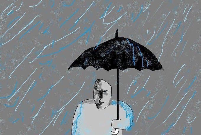 rain umbrella holding umbrella solo holding grey background 1boy  illustration images