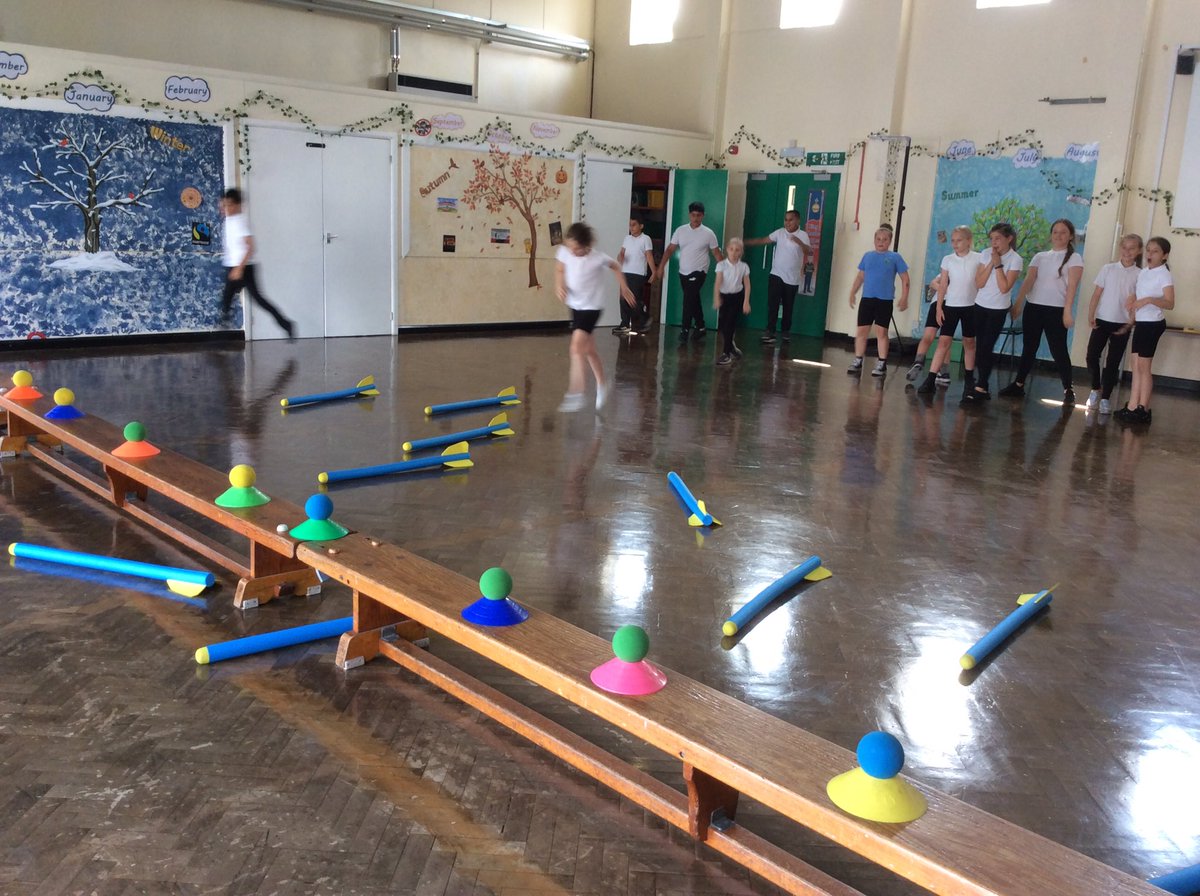 Practising our javelin throws, only three people managed to knock the ball off the cone - more practice needed! <a href="/Broadwoodschool/">Broadwood School</a>