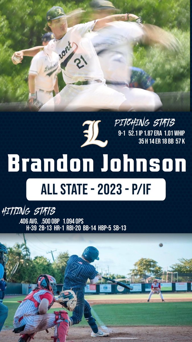 Congratulations to Sr. Brandon Johnson(@Bjohnson_902 - P/IF)on being selected to the 2023 IHSBCA ALL-STATE team! He is also the 2 x conference Player of the Year and was a 3 year starter. #WeAreLemont