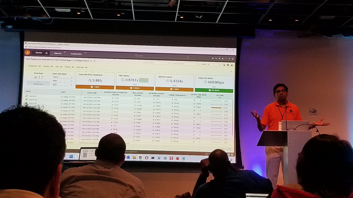 JBythrowJr's tweet photo. Thanks @eGInnovations for some impressive demos of Citrix metrics prowess, here at CUGC Northeast in NYC. #mycugc https://t.co/nykkLA6BDL