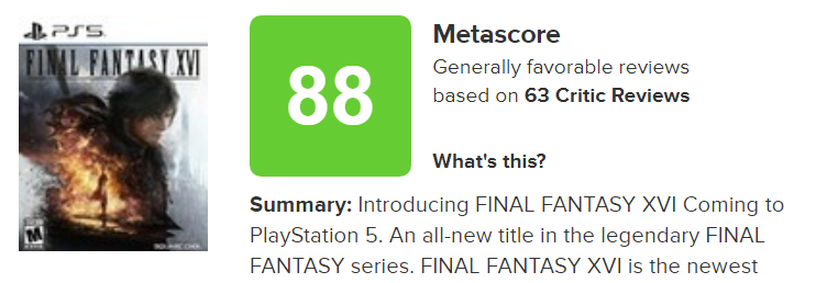 Final Fantasy XVI recibe excelentes calificaciones en Metacritic