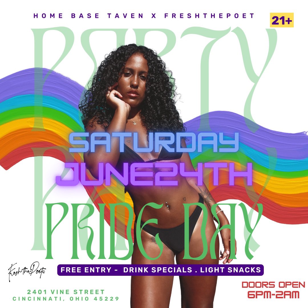 PRIDE PARTY 🏳️‍🌈 3 DAYS AWAY
JUNE 24th! 
🏳️‍🌈🏳️‍🌈🏳️‍🌈🏳️‍🌈🏳️‍🌈

#cincinnatipride #pride2023 #homebasetavern #hbt #freshthepoet #cincinnatipride2023 #loveislove #fun #prideparty 

#cincinnatipride #pride2023 #homebasetavern #hbt #freshthepoet #cincinnatipride2023 #loveislove #fun #prideparty