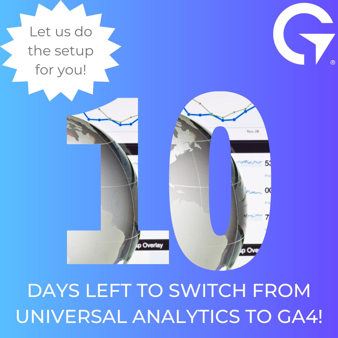 ⚠️Time is running out to switch from UA to GA4⚠️

Call now, & we'll get your new #GA4 account up & running!

☎️Call 515-996-0996 or click the link to get your account set up today!
globalreach.com/google-analyti…

#googleanalytics #digitalmarketing #SEO #googleanalytics4 #analytics