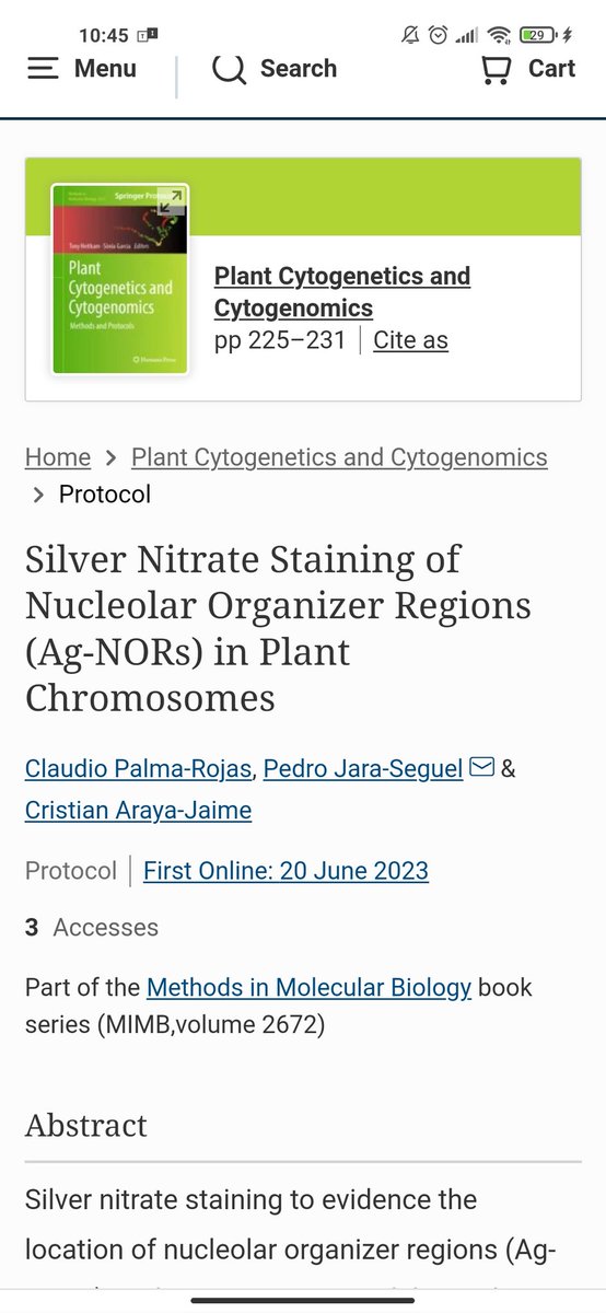 Our latest contribution to plant cytogenetics is now available. From @userena @CienciasULS we describe methodologies that allow the visualization of the nucleolus organizing regions (NOR) in plant chromosomes. #plantcytogenetic. @toheitka