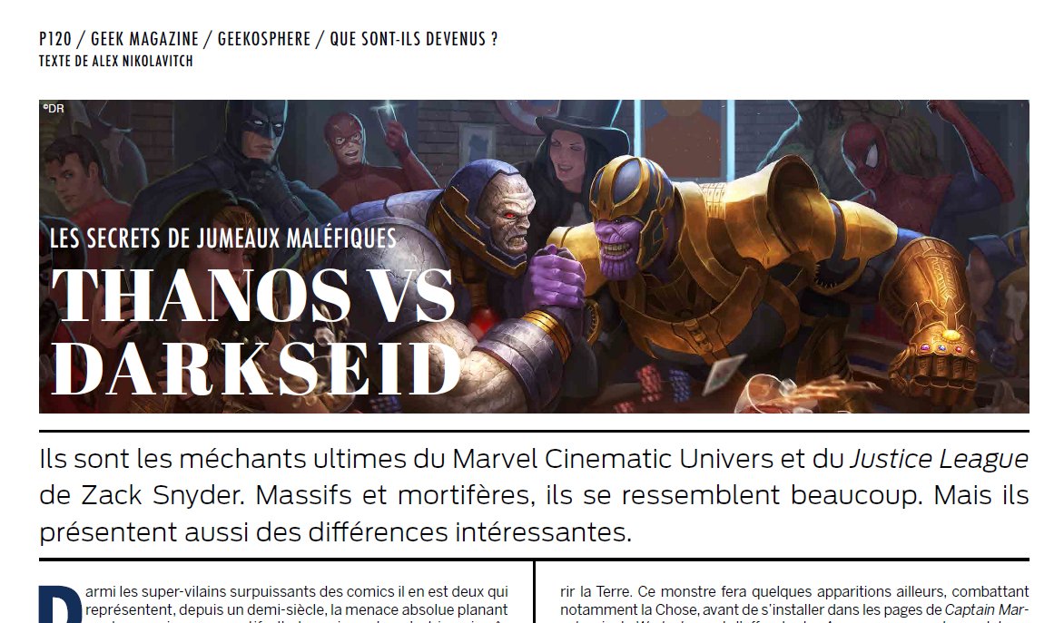 Bruce Lit : le blog brucetringale.com (@brucelitleblog) on Twitter photo Un focus sur le #Daredevil de <a href="/FrankMillerInk/">Frank Miller</a> par votre serviteur ainsi qu'un exercice de littérature comparée entre #Thanos et #Darkseid par <a href="/Nikolavitch/">Alex Nikolavitch</a> à la une du nouveau <a href="/geektribes/">GEEKTRIBES</a>
Disponible en kiosques. Un focus sur le #Daredevil de <a href="/FrankMillerInk/">Frank Miller</a> par votre serviteur ainsi qu'un exercice de littérature comparée entre #Thanos et #Darkseid par <a href="/Nikolavitch/">Alex Nikolavitch</a> à la une du nouveau <a href="/geektribes/">GEEKTRIBES</a>
Disponible en kiosques.