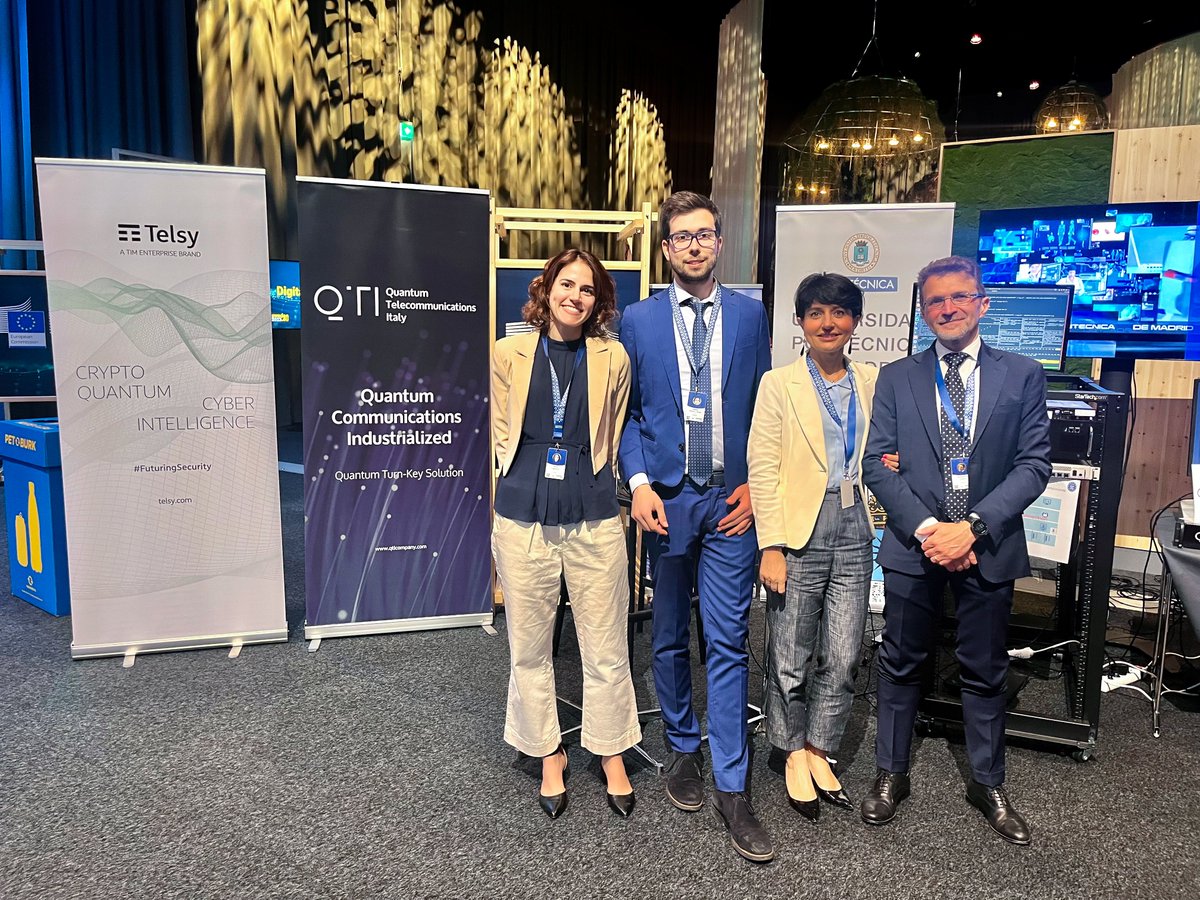 TelsyGruppoTIM's tweet photo. On June 15 #Telsy and #QTI joined the #DigitalAssembly event “A Digital, Open and Secure Europe” in Stockholm, co-hosted by the @sweden2023eu and the @EU_Commission.
We contributed to the live demonstration of a #QuantumKeyDistribution System, able to secure communications against #QuantumComputers.