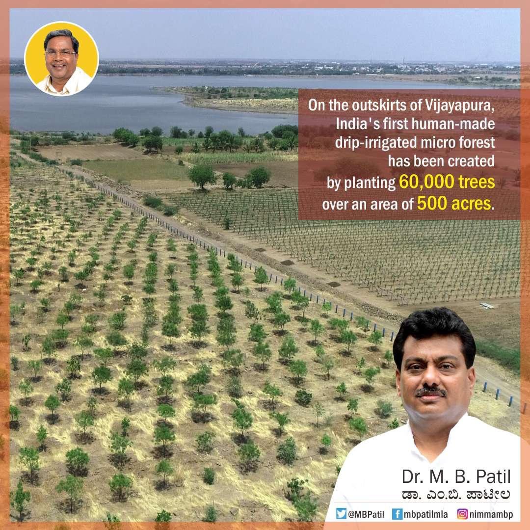 MBPatil's tweet photo. KotiVrukshaAbhiyaan that I started in 2014-15, led to a massive, successful 1 Crore plus tree plantation drive in a PPP model, in Vijayapura. It is perhaps a model for the Nation.

Govt of India and @moefcc should consider drawing up a larger policy framework for a Carbon Credit Bank in India. 

So that tree planting can be encouraged, and money received from carbon credits can be reinvested by concerned authorities to further the Cause of Afforestation.