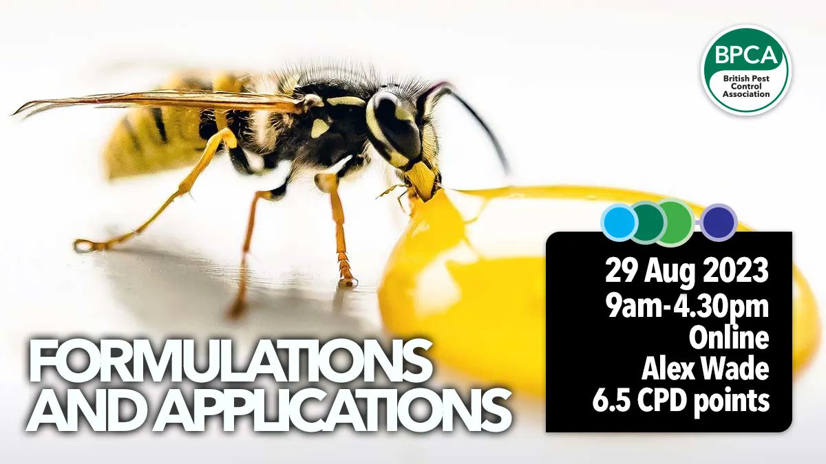 It's back! 🤩 Formulations and Applications, with <a href="/WadeEnvironmen2/">WadeEnvironmental</a> 's Alex Wade, is a 1-day online classroom course, for folks who want a more in-depth knowledge of pesticides 🧪 

BOOK: buff.ly/3NeafhT 

#PestControl #Training #Learning #CPD