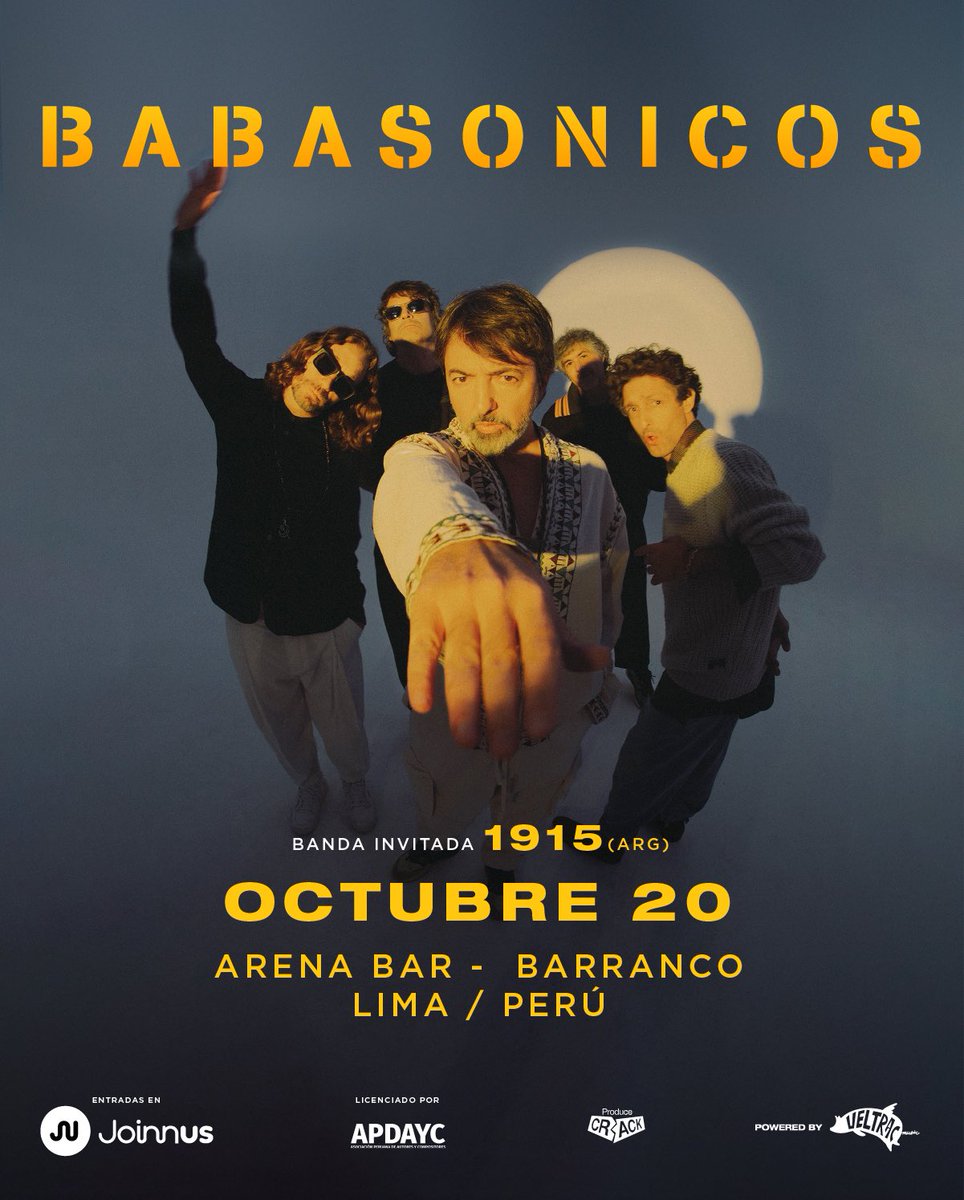 LIMA, PERU 

20 de Octubre. Arena Bar

Tickets aquí:
prime.joinnus.com/landing/babaso…