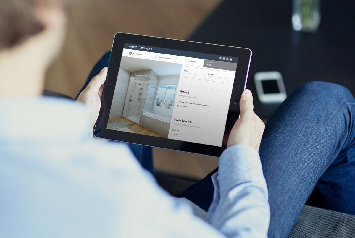 amerecsteam's tweet photo. Dreaming, planning, or just thinking about elevating the #spa-like level of your bathroom by adding a #steamshower? We have an online tool to help you bring it to life, virtually. Check it out: https://t.co/cl5kCUcPVt https://t.co/b6KVSFgewb