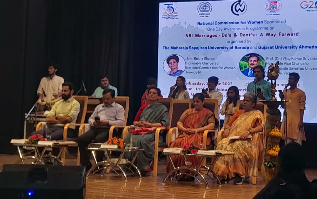 vermapriya0212's tweet photo. National Commission for Women sponsored One day Awareness Program on NRI Marriages - do's &amp; don'ts : A way forward. Organised by The Maharaja Sayajirao University of Baroda  &amp; Gujarat University Ahmedabad . Smt. Rekha Sharma Ma'am @sharmarekha . https://t.co/82sUvOUxBs