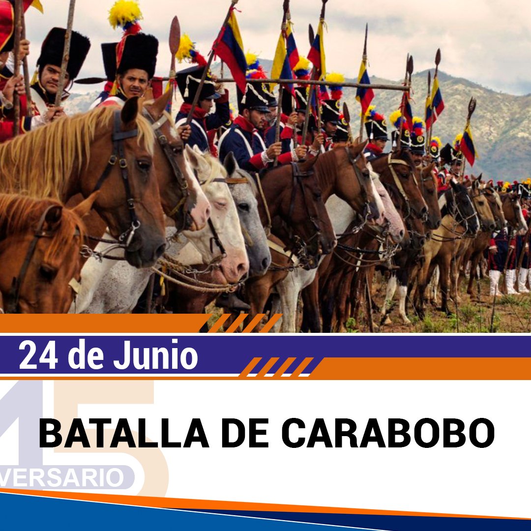 #Efeméride>>La batalla de Carabobo fue una de las principales acciones militares de la Guerra de Independencia de Vzl, en el marco de las guerras de independencia hispanoamericanas que se llevó a cabo en el Campo de Carabobo el 24 de junio de 1821.

<a href="/burrundangac/">Angel Gonzalez C</a> 
<a href="/CVG_Oficial/">Corporación Venezolana de Guayana - CVG</a>