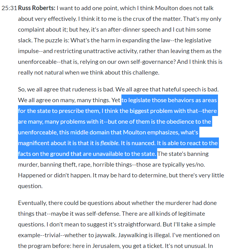 MZunigaP's tweet photo. #Legalrules #Liberalism
Another great conversation between @EconTalker and @mungowitz. "The obedience to the Unenforceable".
Is state intervention crowding out social norms that would be more efficient in achieving desirable conducts? https://t.co/ZgCzaPNc2O