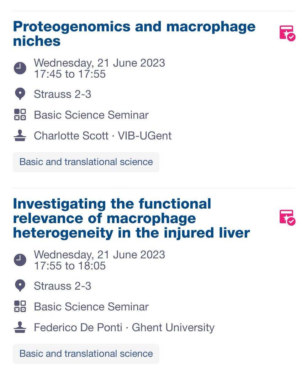 Come and see <a href="/KC_DC_01/">Charlotte Scott</a> and <a href="/FedericoDePont1/">Federico De Ponti</a> fantastic talks about liver macrophages in health and disease at EASL 2023 <a href="/EASLnews/">EASLnews</a> #EASL