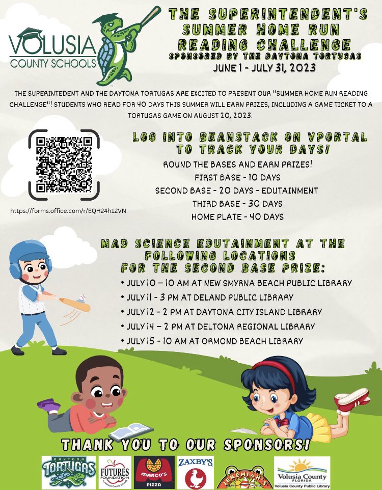 Superintendent Summer Reading Challenge is in full swing! 🦅 <a href="/DeltonaLksElem/">Deltona Lakes Elem</a>