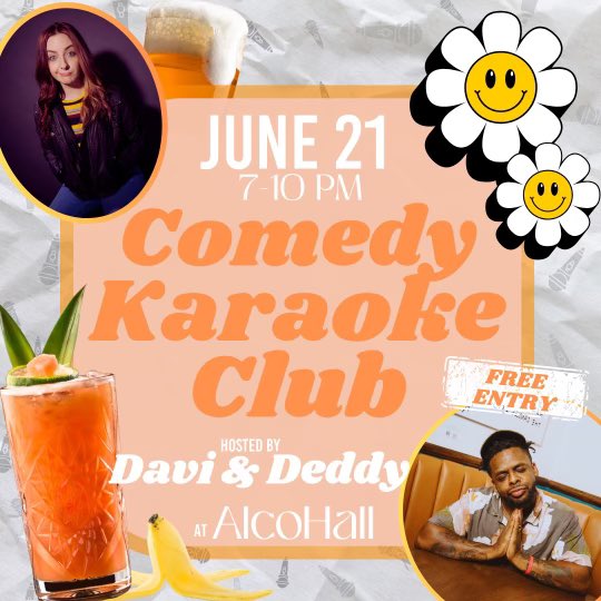 FREE show tonight #Atlanta ! Hosting with lots of great comics from all over lined up to make you laugh! then we all serenade each other into the night 
🎶 🎤 🎶 

see you at the new AlcoHaLL 
225 Rogers St NE, ATL