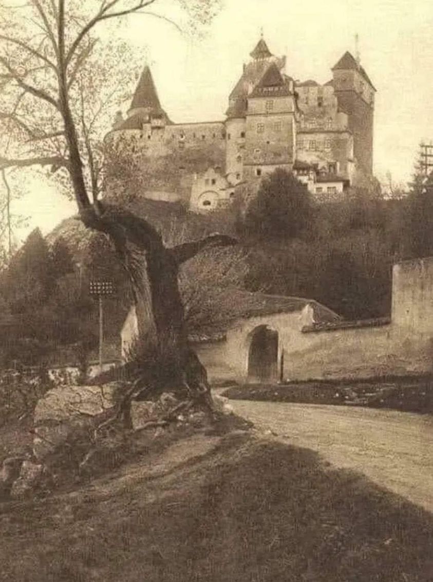 The real Dracula's Castle in Transylvania, Romania. Photo taken in 1920s.