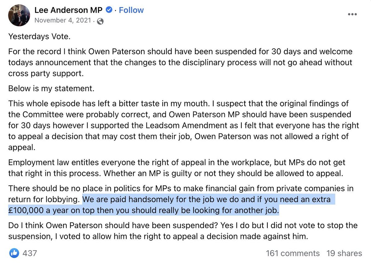 🚨 | NEW: Tory deputy chair Lee Anderson will start his £100k-a-year GB News gig on Friday 

He will become the 5th Tory MP to host a show on it since its launch

Mr Anderson said in 2021 that it was wrong for MPs to have a second job earning £100k a year