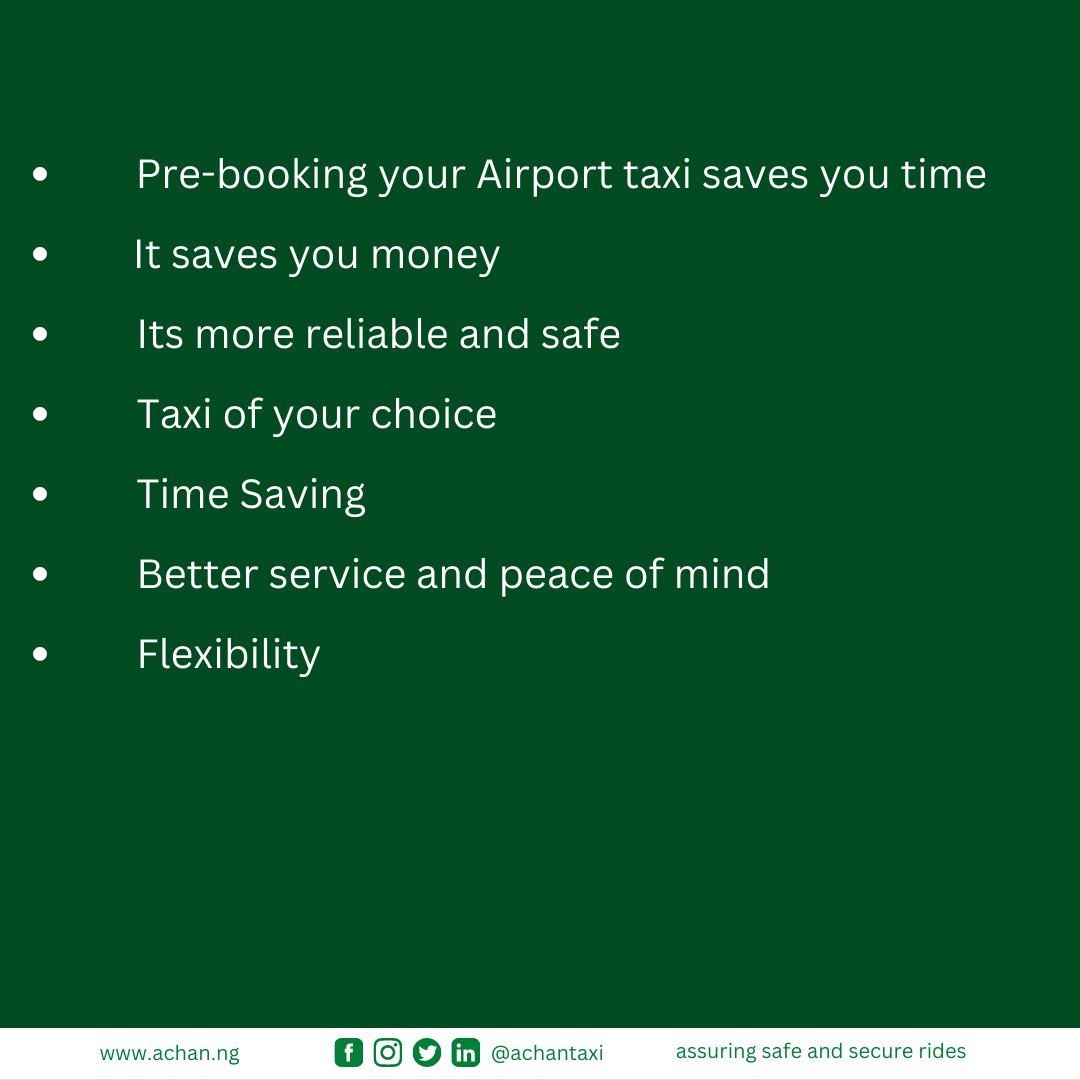 The reason why you should pre-book Airport Taxi
#aviationnigeria #businesstravel #traveltime #traveltuesday #traveltips #WednesdayMotivation  #aviationphotography #airline