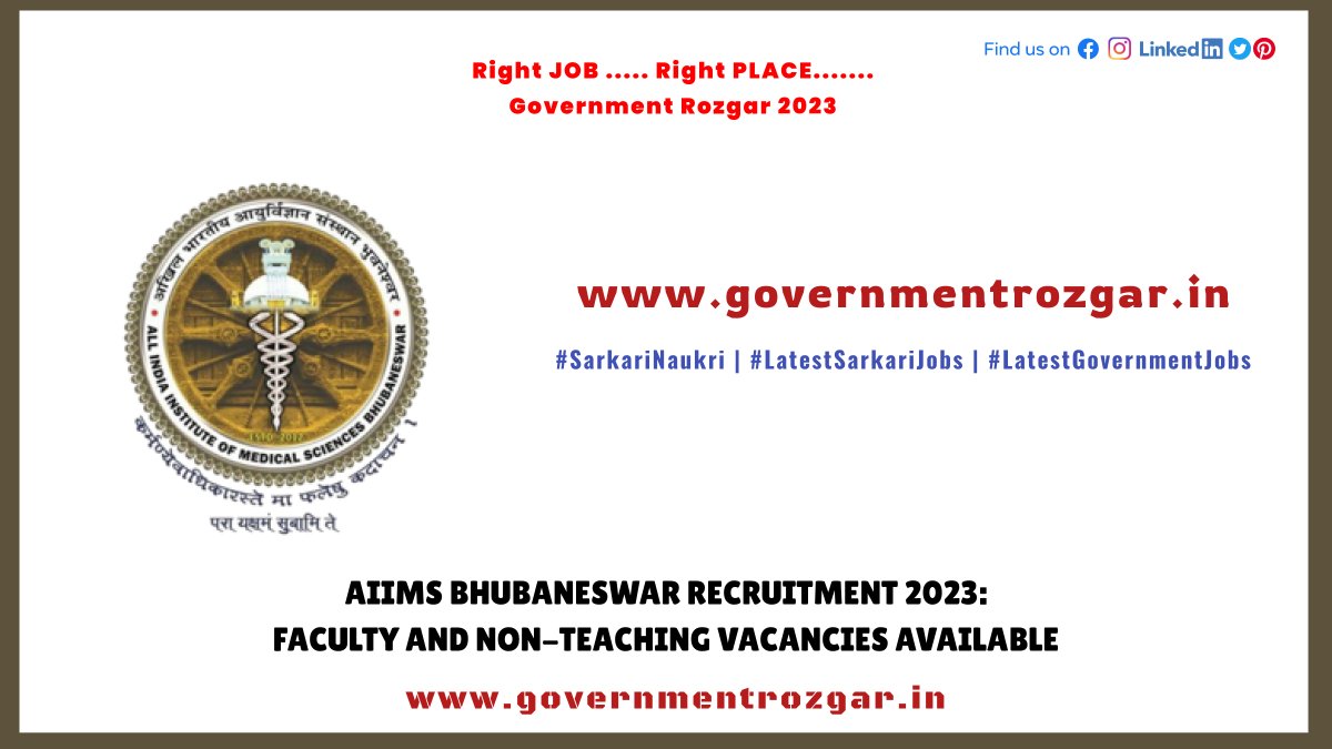 governmentrozgar.in/aiims-bhubanes…

#AIIMSBhubaneswar #AIIMSBhubaneswarRecruitment #FacultyVacancies #NonTeachingVacancies #Recruitment2023 #JobsInOdisha #MedicalJobs #GovernmentJobs #ApplyNow #ServeYourCountry #CyberSecurityJobs #centralgovernmentjobs2023 #Governmentrojgar