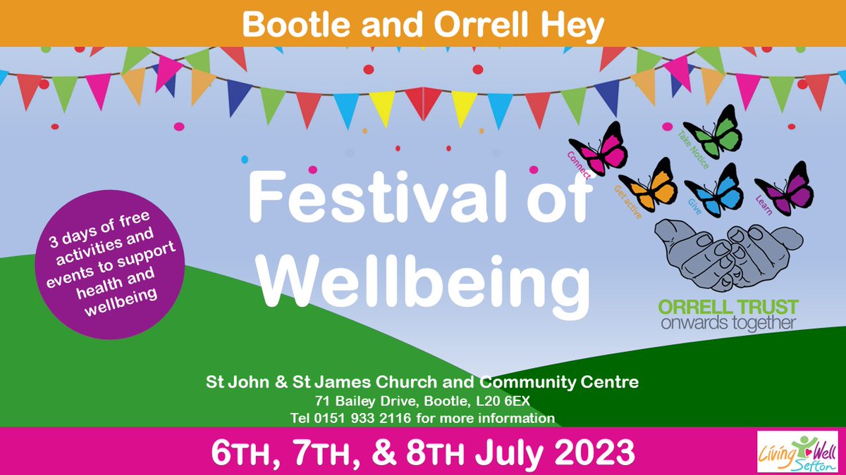 Our Festival of Wellbeing on 6, 7, and 8 July showcases activities available locally to support mental health and wellbeing.

We still have a couple of slots in our timetable to fill so any local organisations keen to showcase their work at this event please do get in touch.