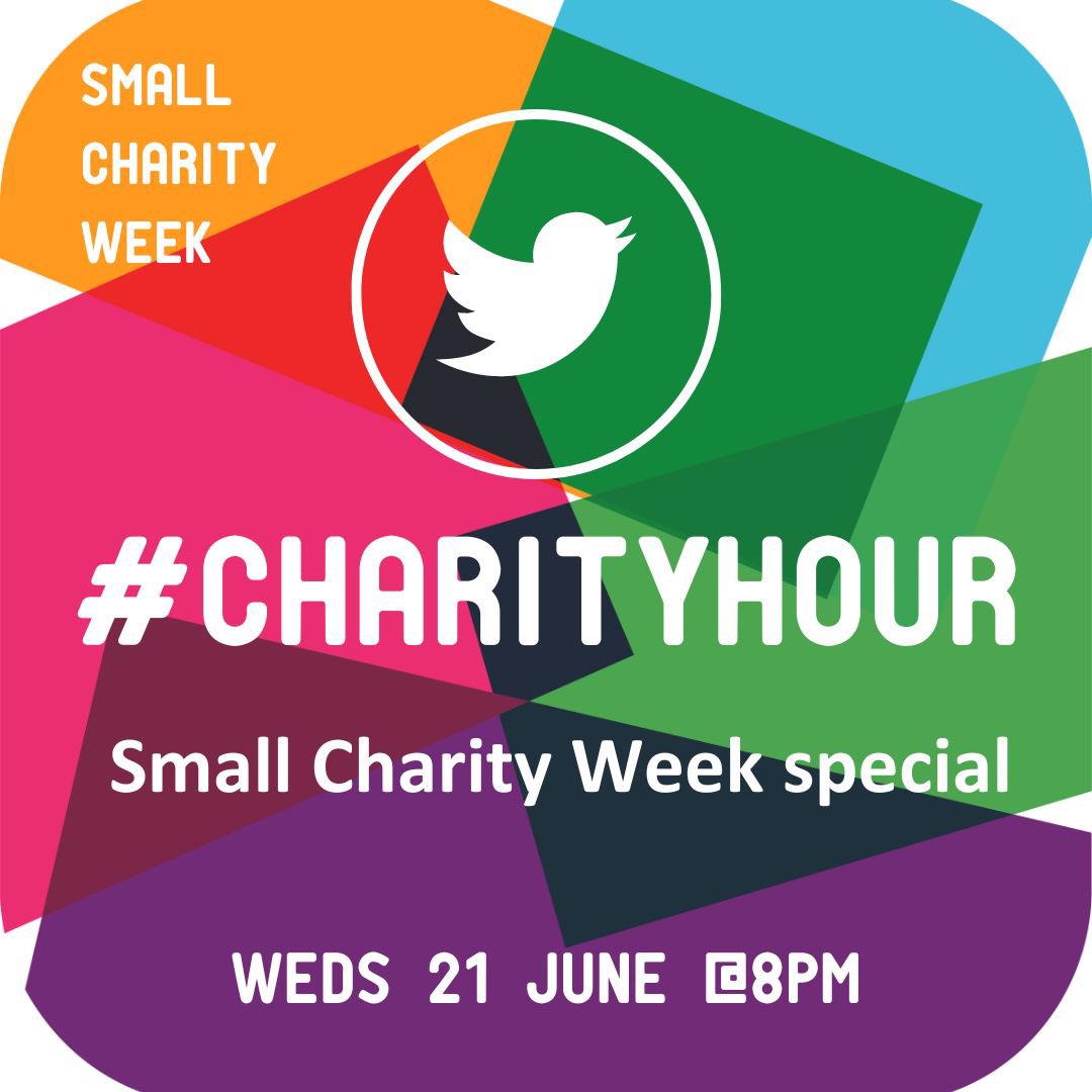 Just ONE hour till #CharityHour 8-9pm and theme is small charities with @SmallCharity_Wkn😊see you all soon! #SmallCharityWeek #SmallCharitiesTogether