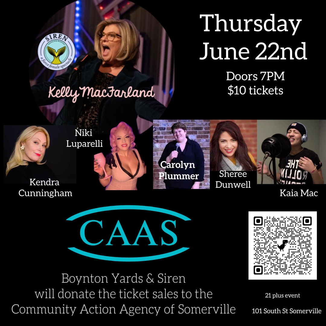 BoyntonYards (@boyntonyardsma) on Twitter photo Laugh for CAAS tomorrow night @sirenshow 7 pm in 101 South’s Conference Center. <a href="/kellymacfarland/">Kelly MacFarland</a> with <a href="/theotherkendra/">Kendra Cunningham</a>, <a href="/luparelli/">......</a>, @kaiamacmusic, @carolynpcomic, and @shereefermadness bring comedy, music and more. All proceeds donated to Community Action Agency of Somerville Laugh for CAAS tomorrow night @sirenshow 7 pm in 101 South’s Conference Center. <a href="/kellymacfarland/">Kelly MacFarland</a> with <a href="/theotherkendra/">Kendra Cunningham</a>, <a href="/luparelli/">......</a>, @kaiamacmusic, @carolynpcomic, and @shereefermadness bring comedy, music and more. All proceeds donated to Community Action Agency of Somerville
