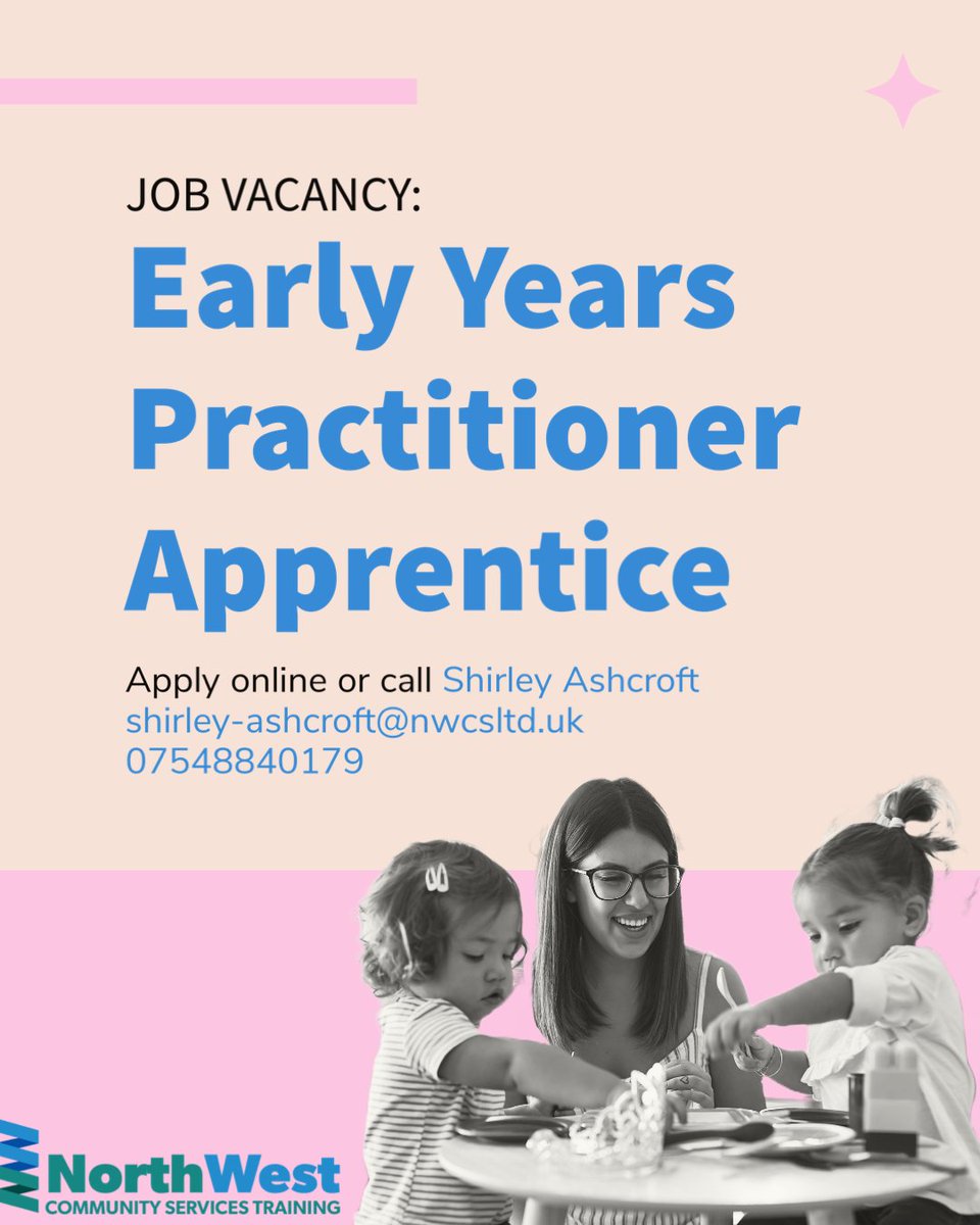 NWCSTraining's tweet image. 👨‍👧‍👦Apprenticeship Vacancy: Early years practitioner (level 2)👩‍👧‍👦

Matthew Arnold Primary School, Liverpool

For more information or to apply visit: nwcstraining.co.uk/apprenticeship…

#Apprenticeship #earlyyears #vacancy #liverpool