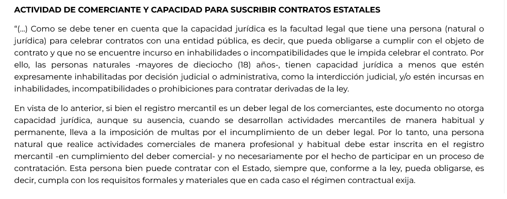 contrataenlinea's tweet photo. 📄REGISTRO MERCANTIL. En materia de contratación NO otorga ni  acredita capacidad jurídica de persona natural o jurídica. 

⏩En el caso de las PERSONAS NATURALES, estas acreditan su CAPACIDAD para obligarse con la presentación de la CÉDULA DE CIUDADANÍA  https://t.co/16cxsefban https://t.co/mg18i13Bir